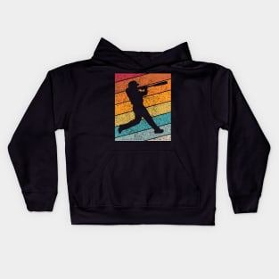 Baseball Outdoor Sports Retro Sunset Design Kids Hoodie